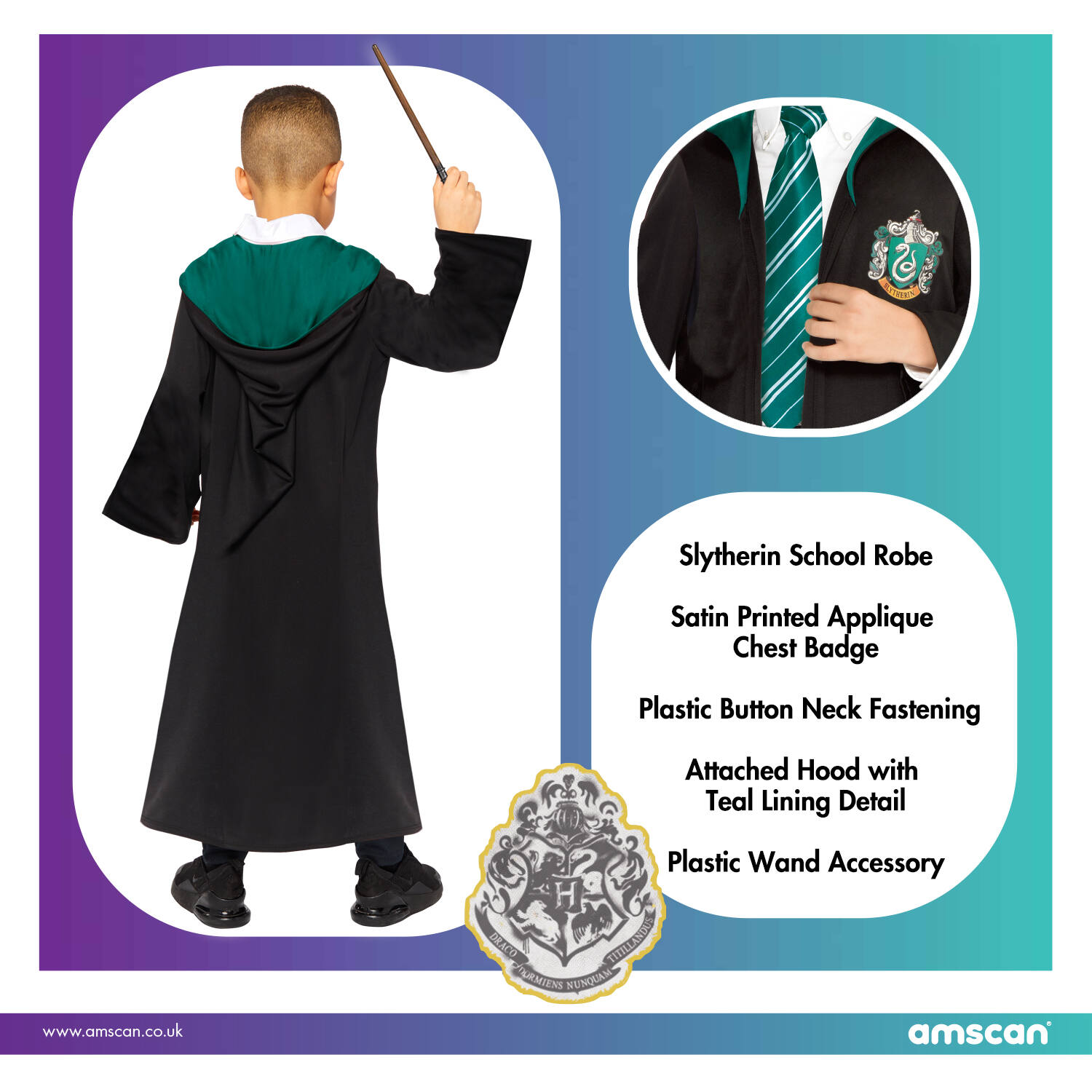 Child Costume Slytherin Schoolrobe Age 10-12 Years