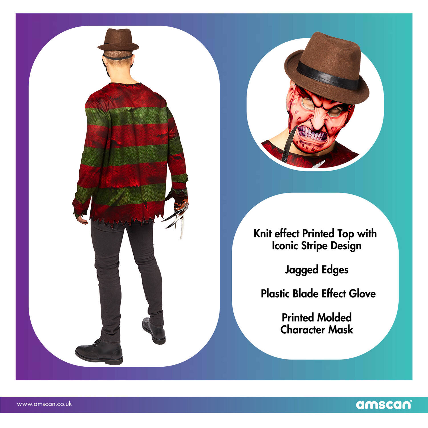 Adult Costume Freddy Kruger Size XL
