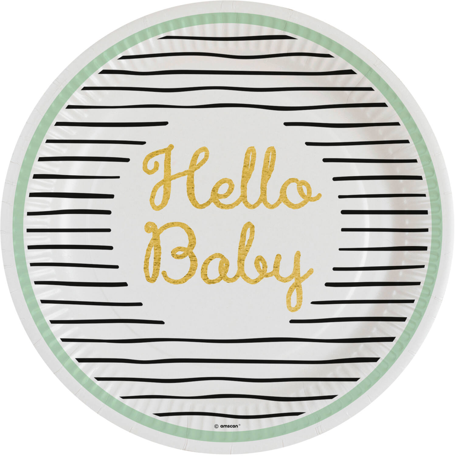 8 Plates Hello Baby Round Paper 23 cm