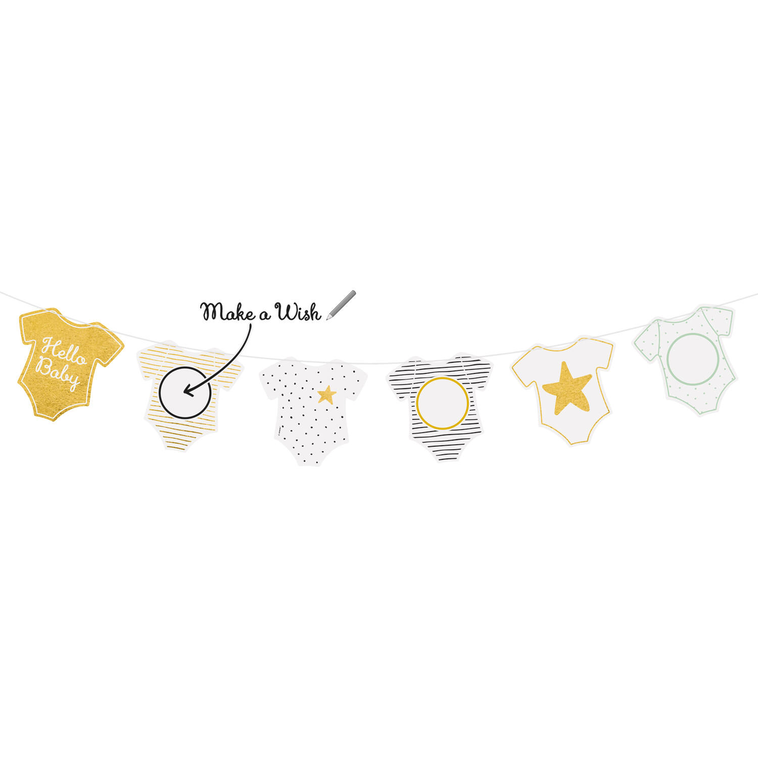 Garland DIY "Make a Wish" Hello Baby Paper 250 cm x 16 cm
