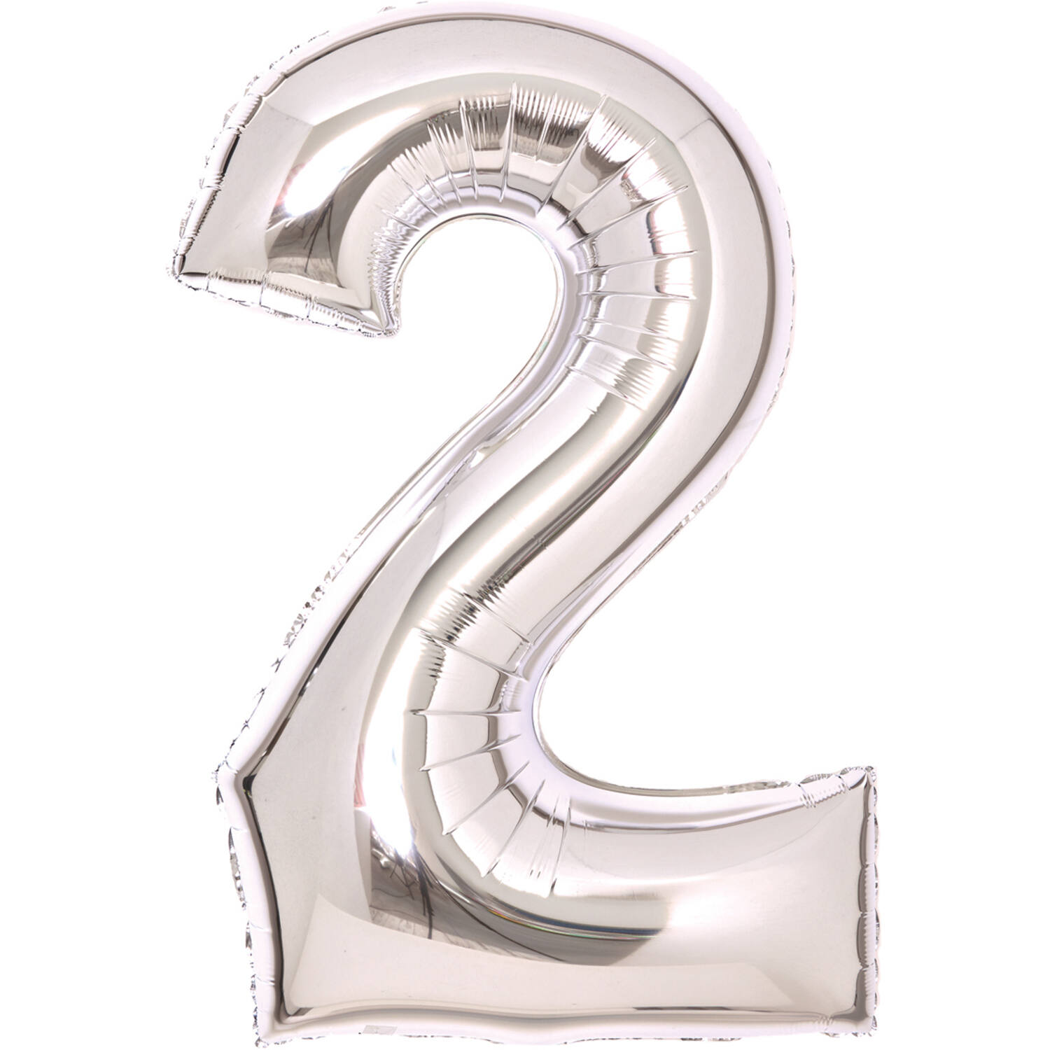 Medium Number 2 Silver Foil Balloon N26 Packaged 70 cm x 51 cm