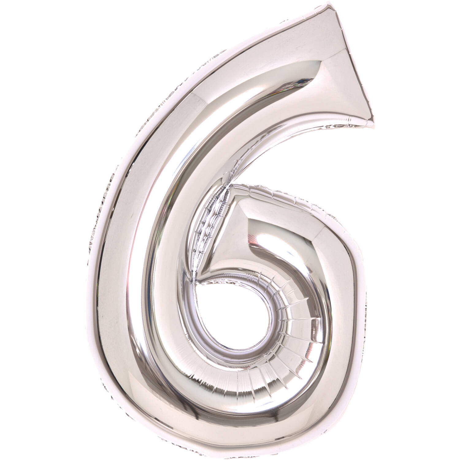 Medium Number 6 Silver Foil Balloon N26 Packaged 74 cm x 46 cm