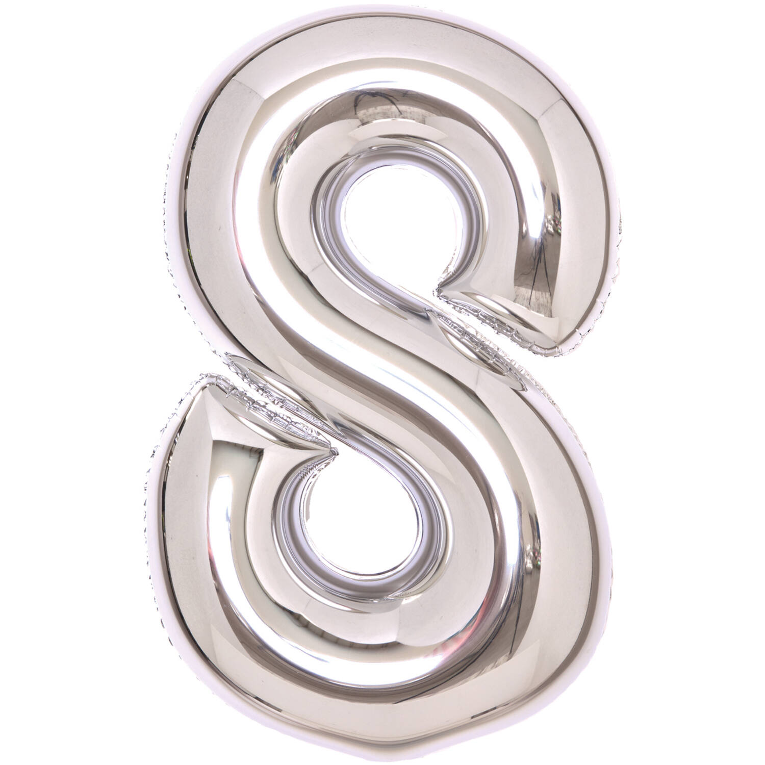 Medium Number 8 Silver Foil Balloon N26 Packaged 74 cm x 49 cm