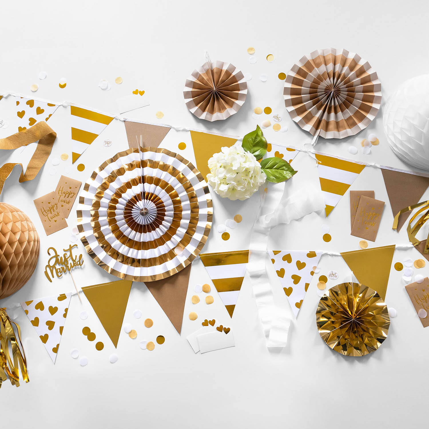 3 Honeycomb Decorations with Fringes Wedding Paper 30.4 cm