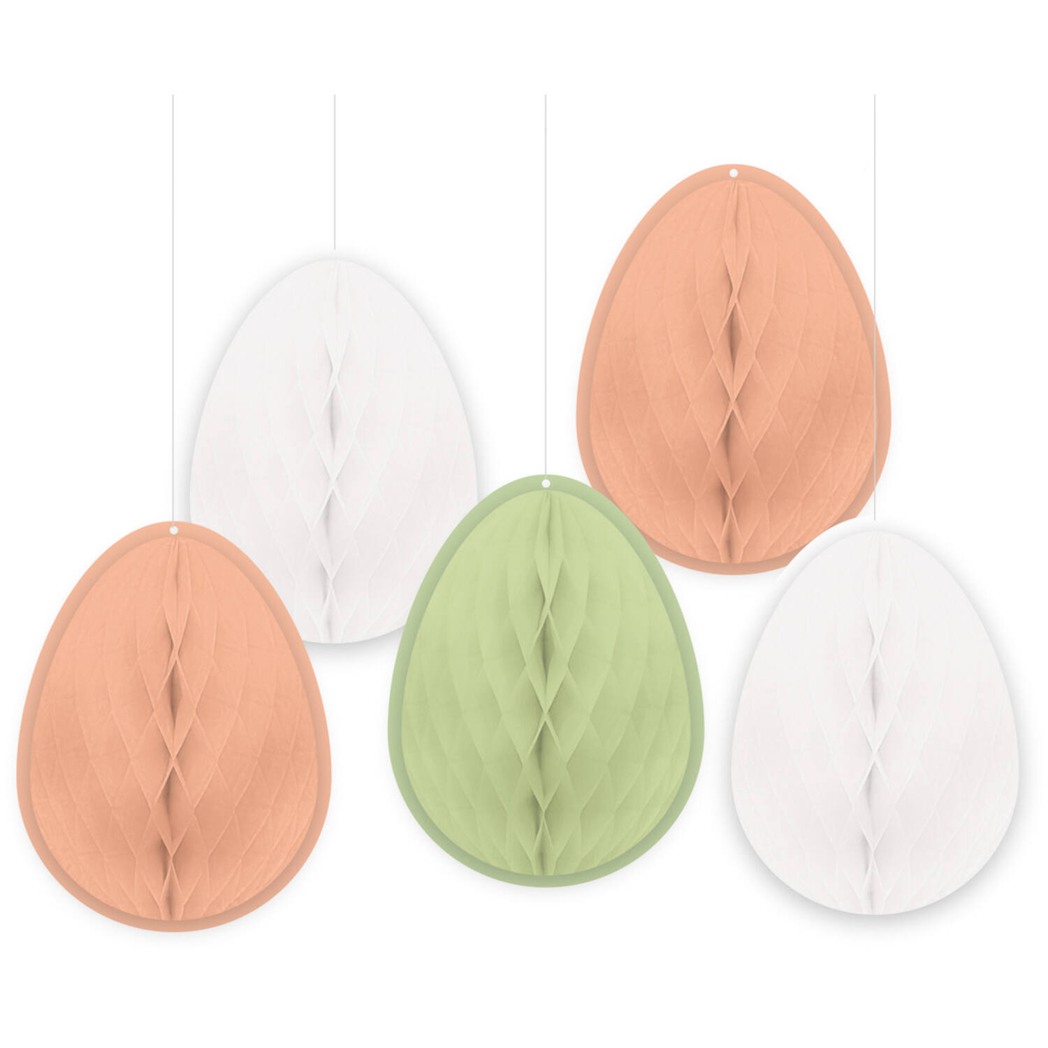 5 Honeycomb Decorations Easter Eggs Paper 11.5 x 15 cm