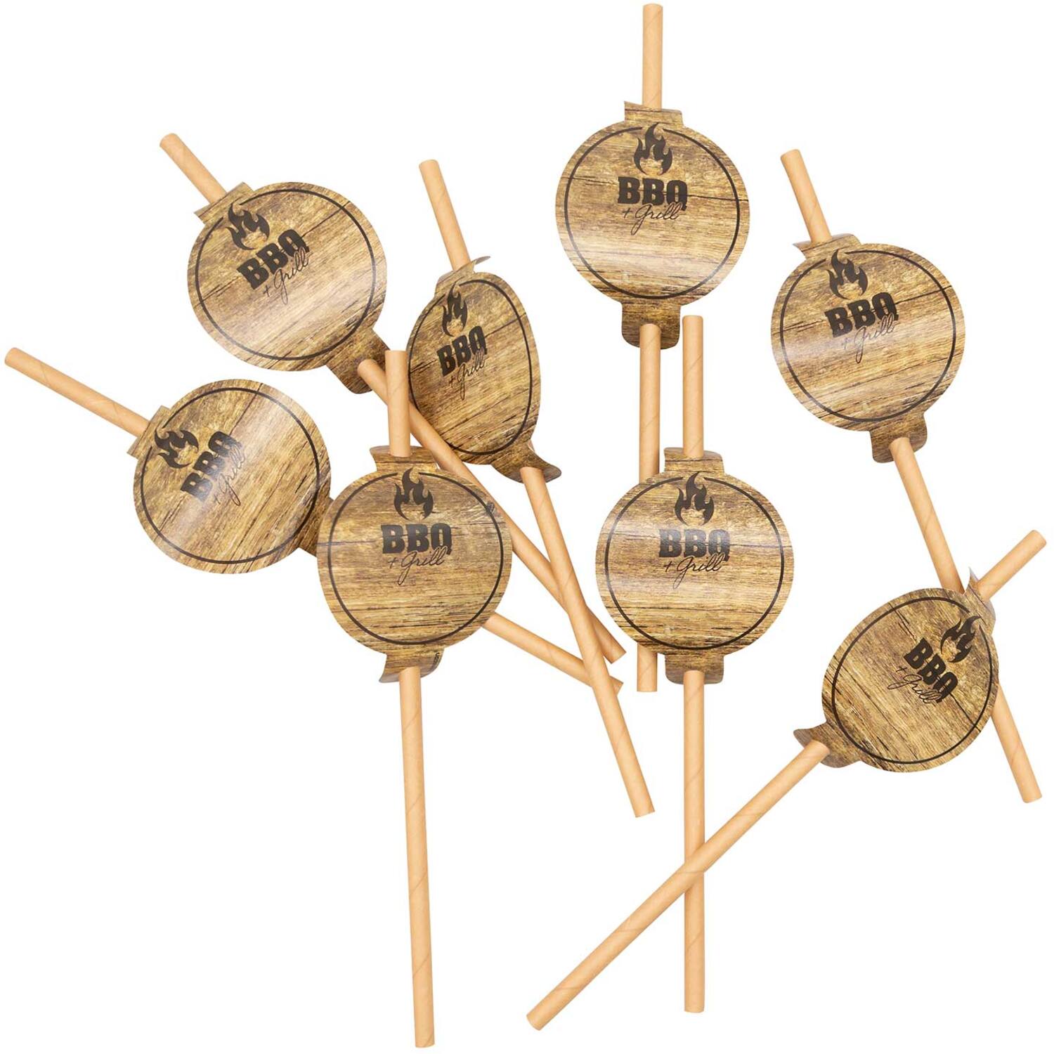 8 Drinking Straws BBQ & Grill Party Paper