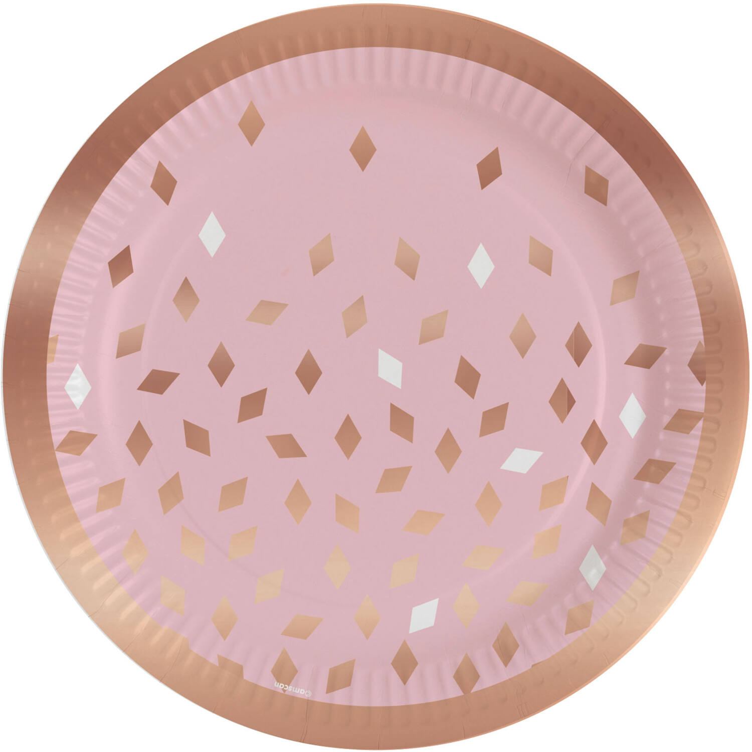 8 Plates Rose Gold Birthday Round Paper 23 cm