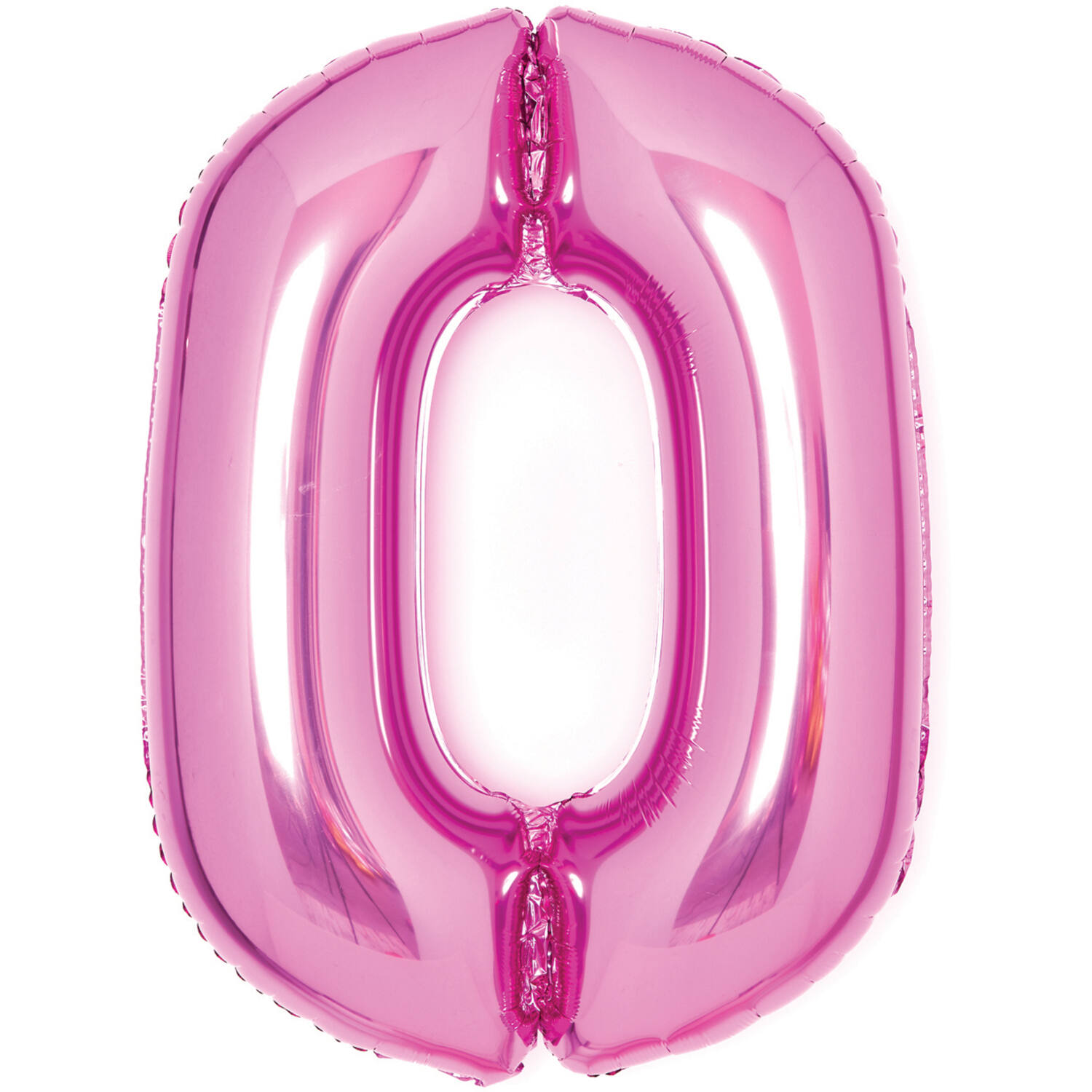 Medium Number 0 Pink Foil Balloon N26 Packaged 67 cm x 47 cm