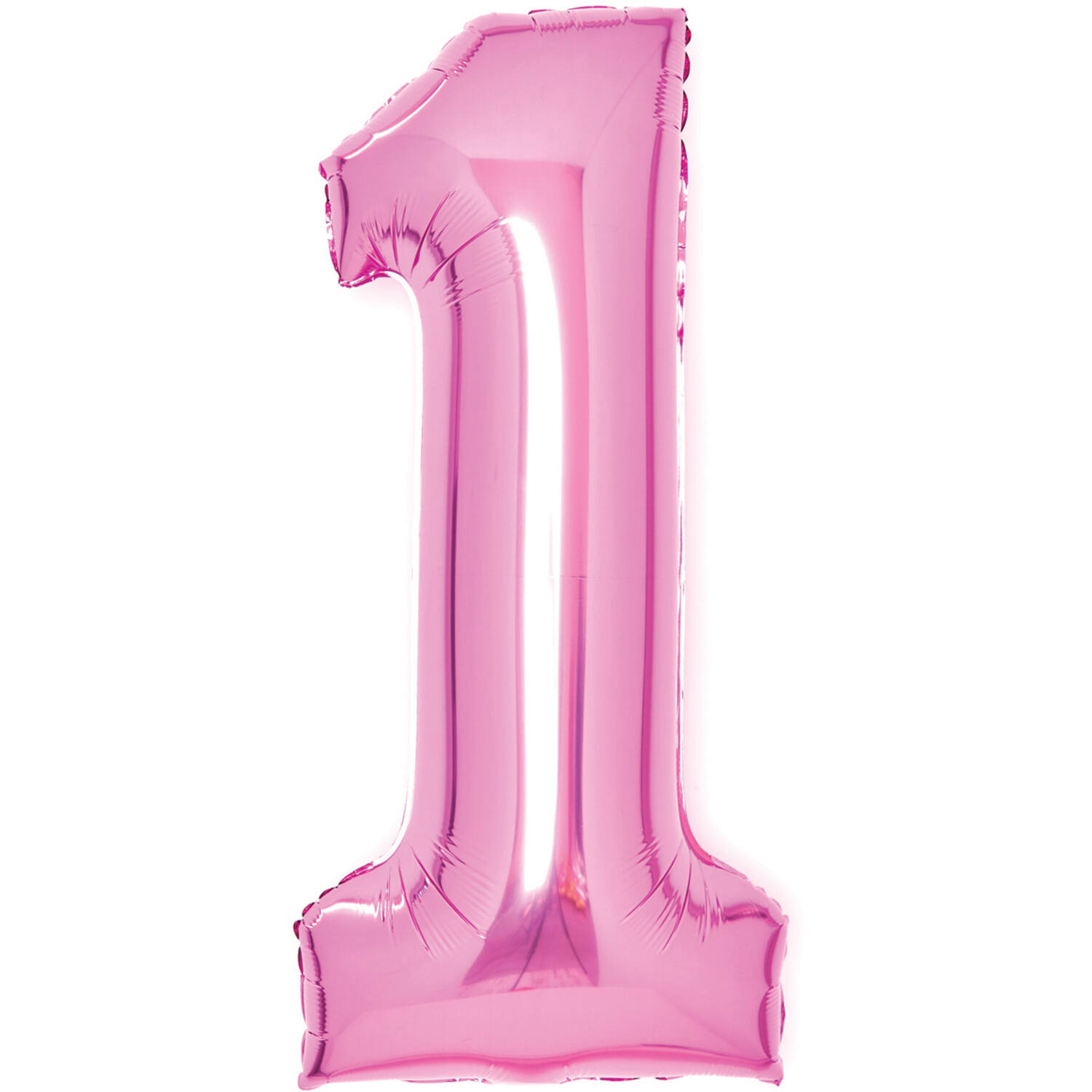 Medium Number 1 Pink Foil Balloon N26 Packaged 65 cm x 35 cm