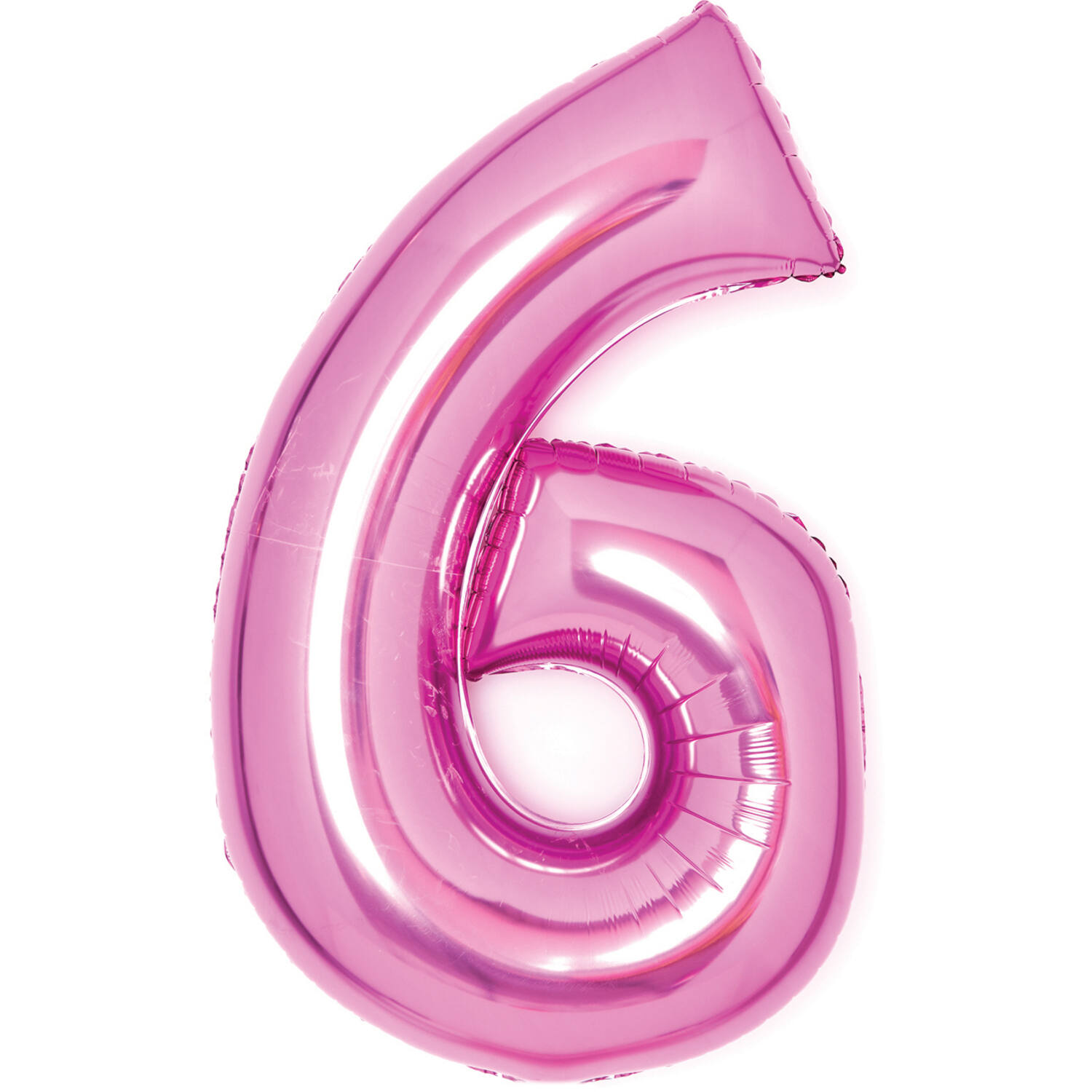 Medium Number 6 Pink Foil Balloon N26 Packaged 74 cm x 46 cm