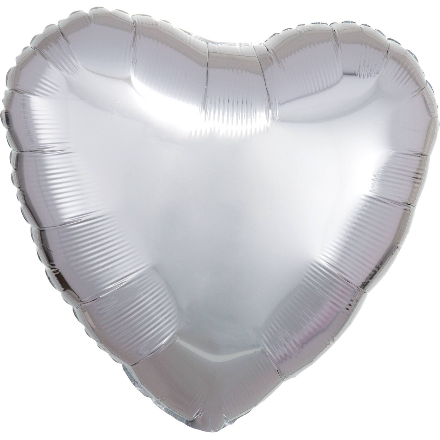 Standard Metallic Silver Heart Foil Balloon C16 Packaged 43 cm