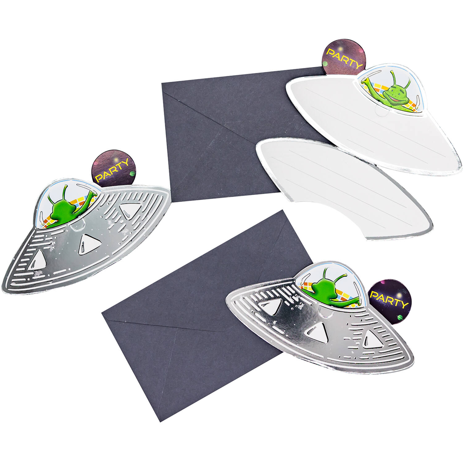 8 Invitations & Envelopes Space Party Paper