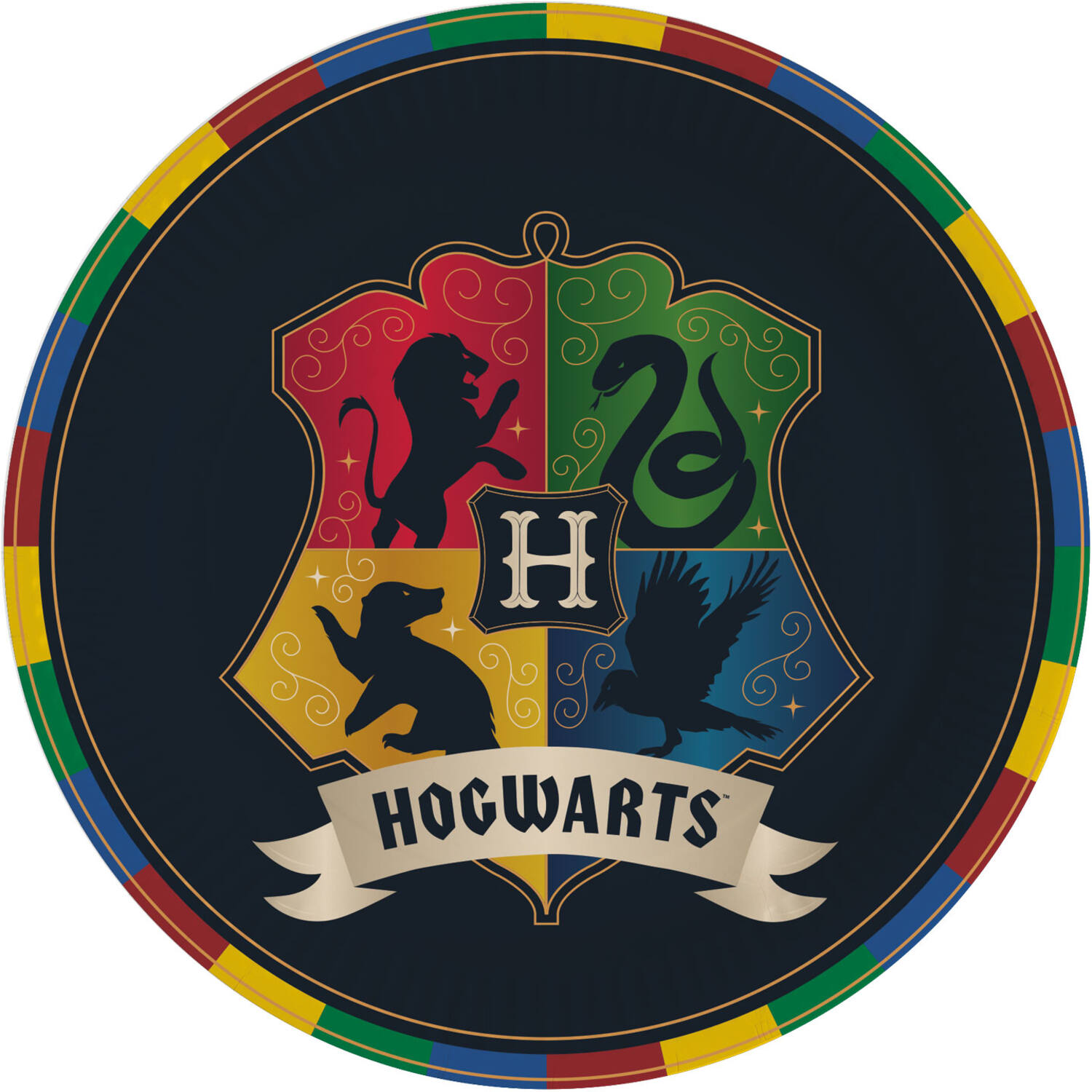 8 Plates Harry Potter Houses  Round Paper 23 cm