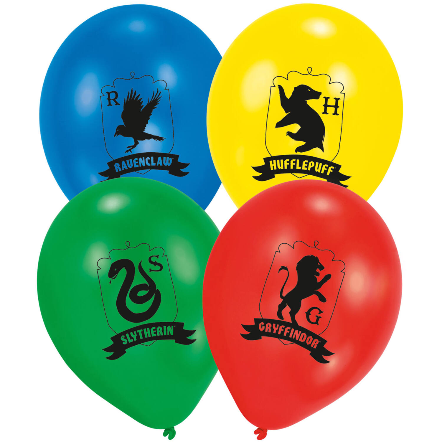 6 Latex Balloons Harry Potter Houses 27,5 cm / 11"