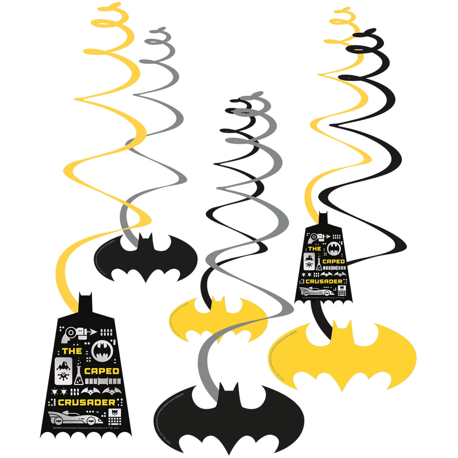 6 Swirl Decorations Batman Paper Length 60 cm