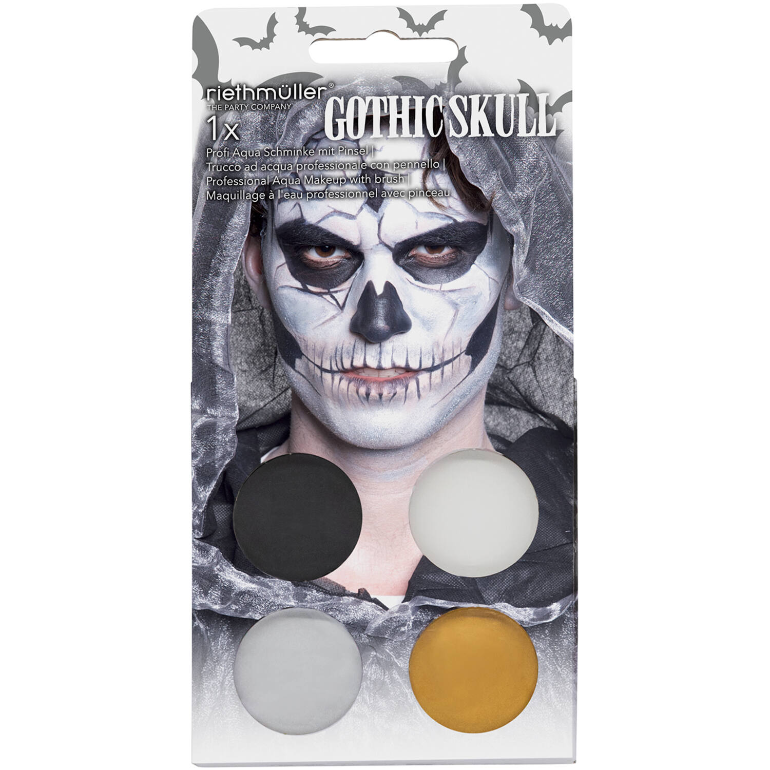 Aqua Kit Gothic/Skull (4 x Face Paint 3.5 g / 1 Brush)