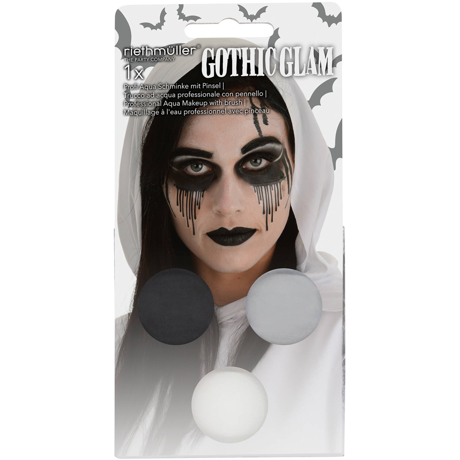 Aqua Gothic Glam Kit (3 x Face Paint 3.5 g / 1 Brush / 2 Sheets Tattoos)