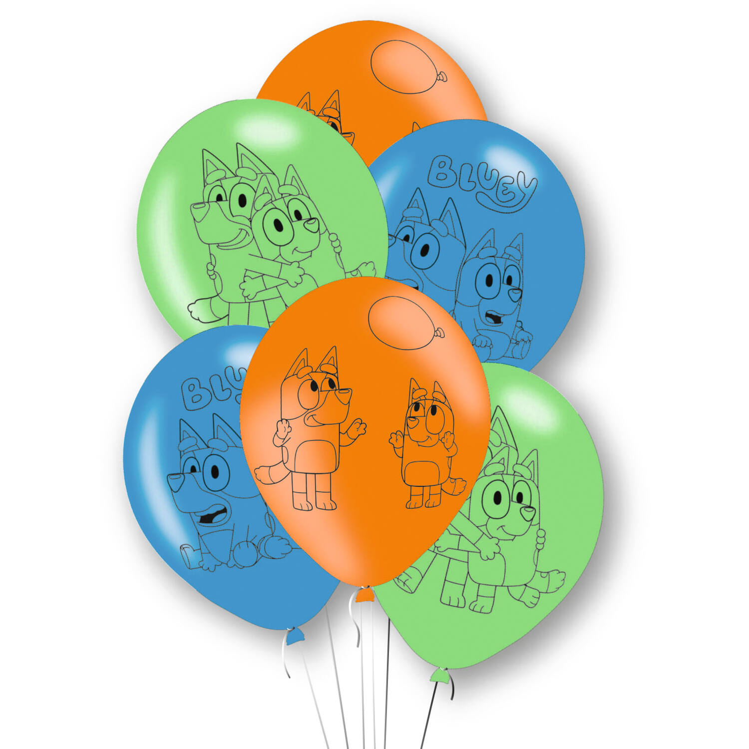 6 Latex Balloons Bluey 27,5cm / 11"