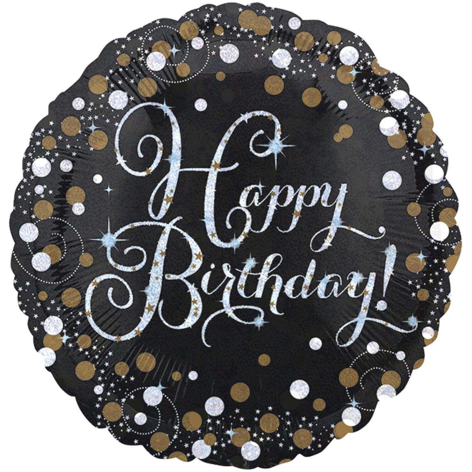 Standard Holographic Sparkling Birthday HBD Foil Balloon C55 Packaged 43 cm