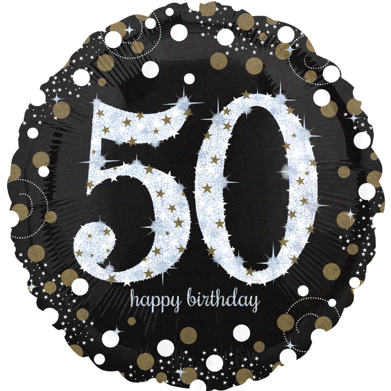 Standard Holographic Sparkling Birthday 50 Foil Balloon C55 Packaged 43 cm