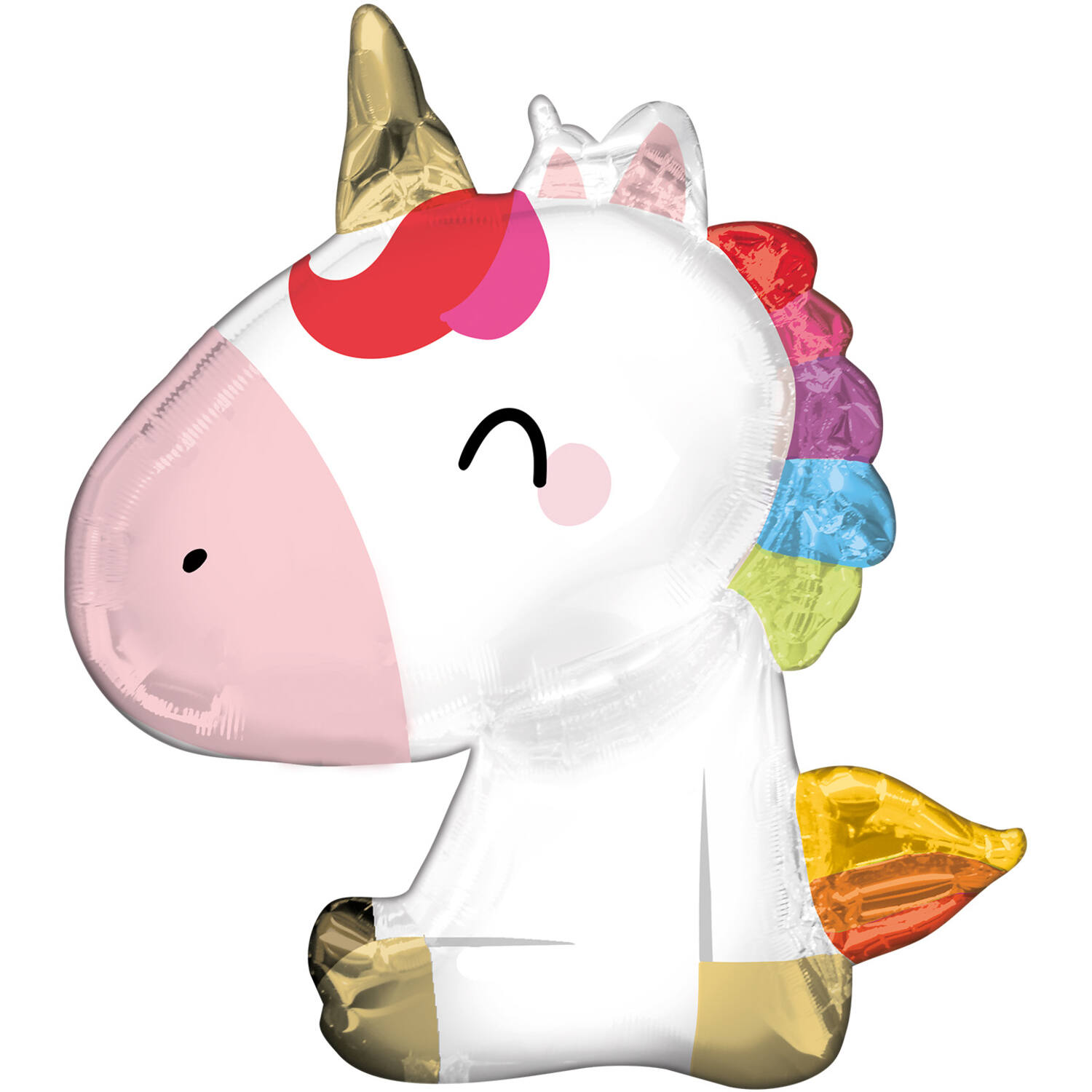 Large Shape Sitting Unicorn Foil Balloon H40 Packaged 54 cm x 70 cm