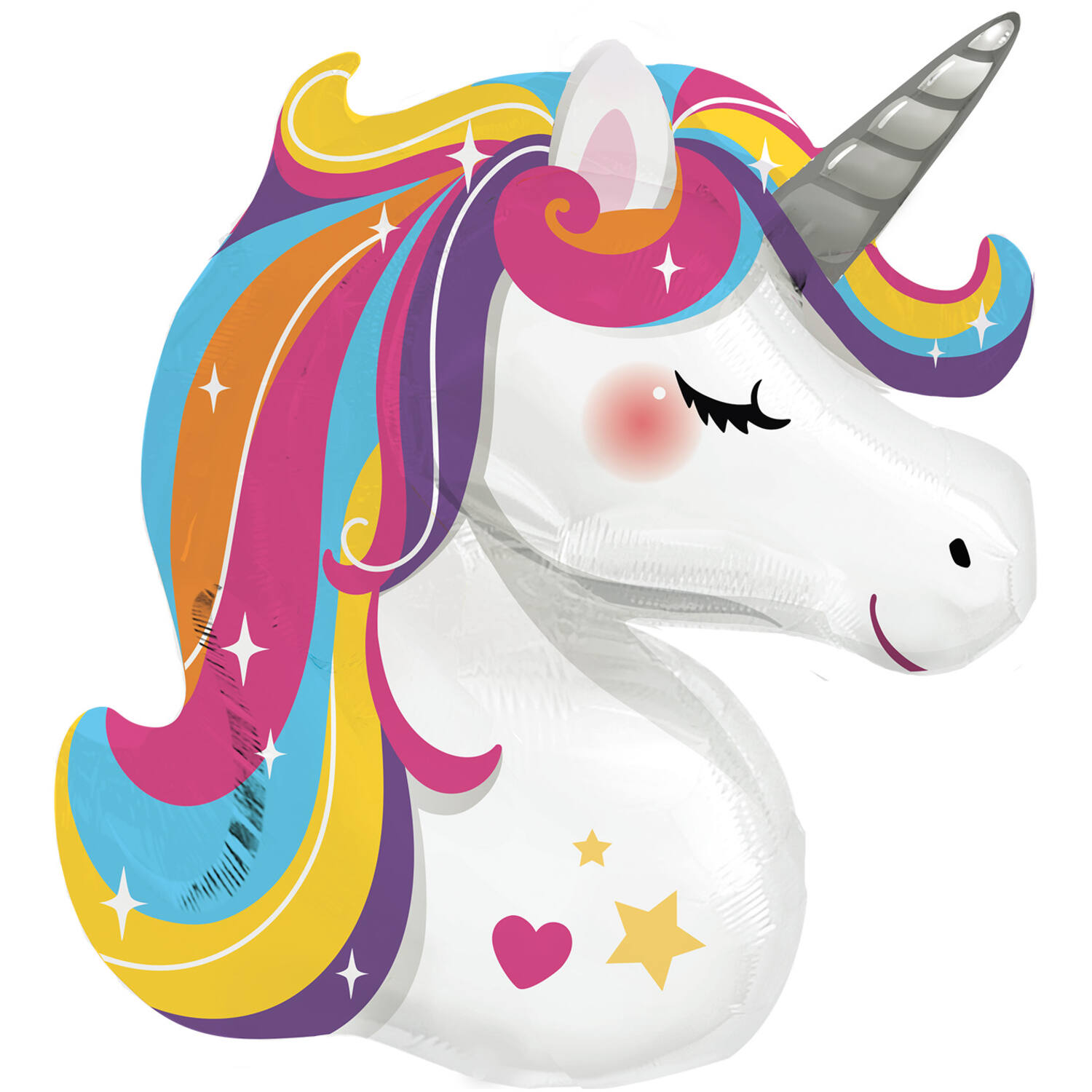 Large Shape Bright Rainbow Unicorn Foil Balloon H70 Packaged 70 cm x 78 cm