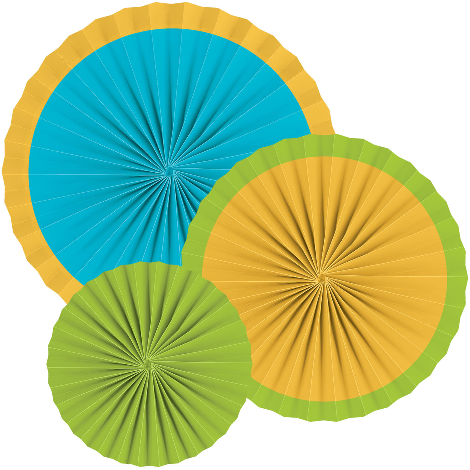 3 Fan Decorations Surf Party Paper 16 cm / 28 cm / 35 cm