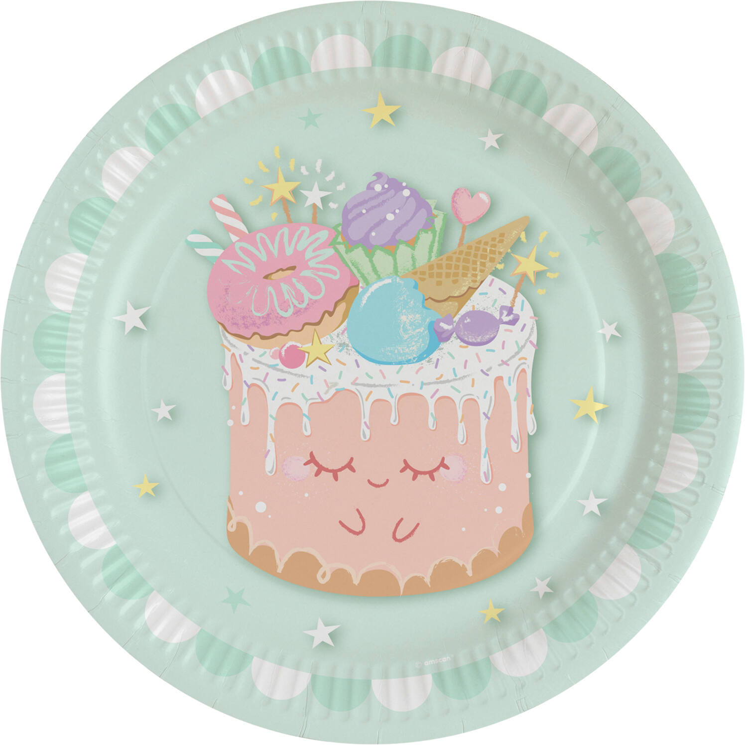 8 Plates Crazy Cake Round Paper 23 cm