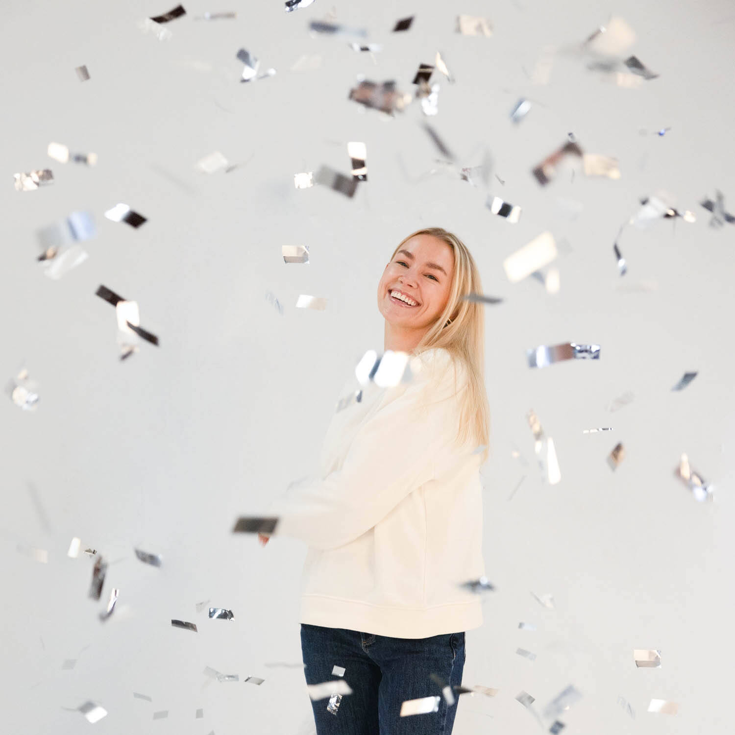 Confetti Cannon Silver Rectangular Foil 28 cm