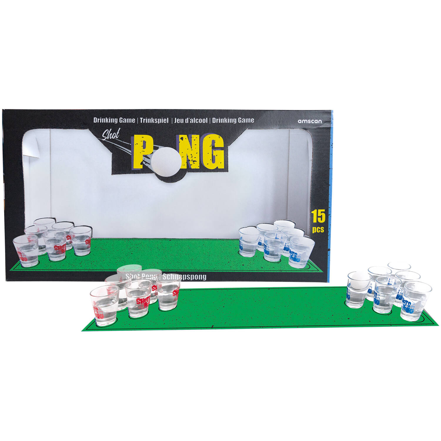 Drinking Game Shot Pong 15 Pieces Plastic / Glass