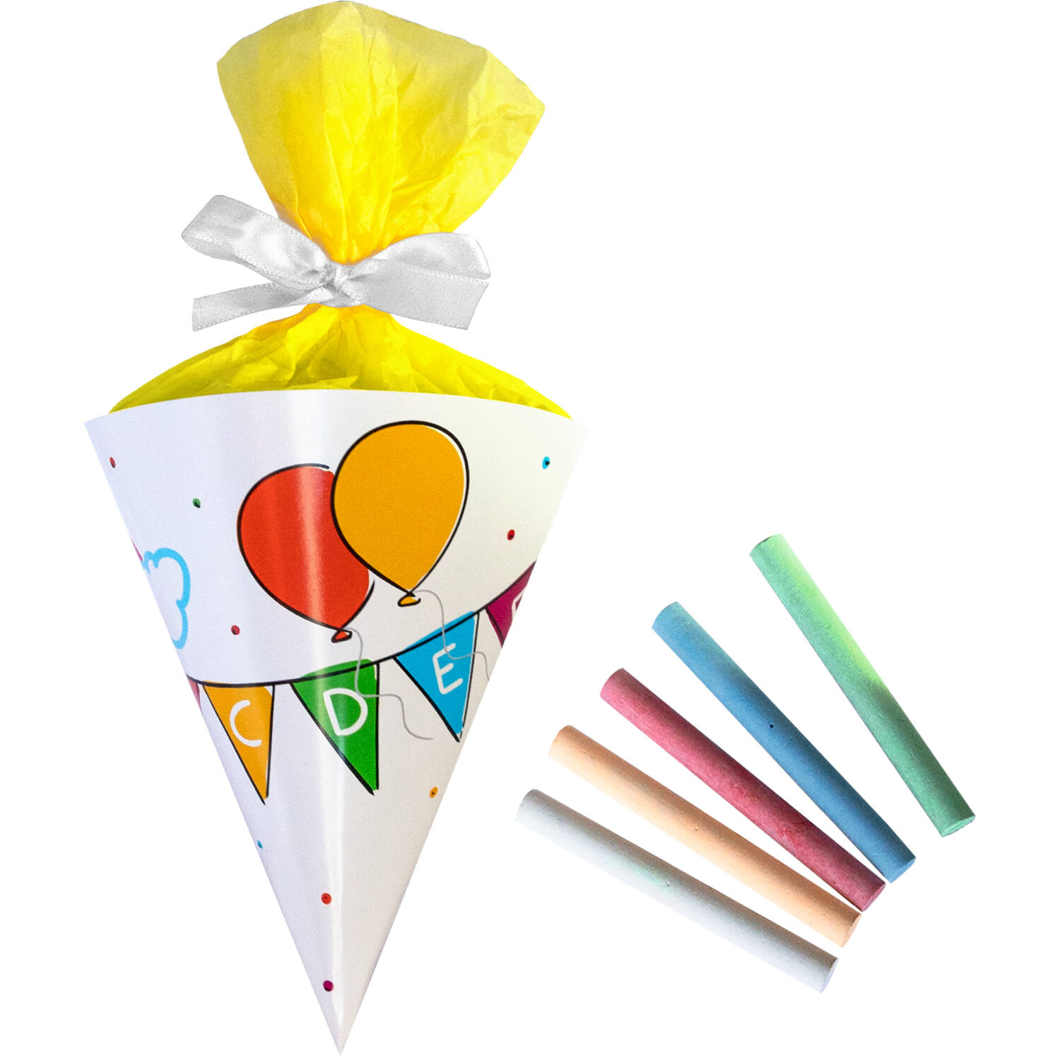 Mini School Cone filled with Chalk School Start Paper / Chalk 21 x 12 cm