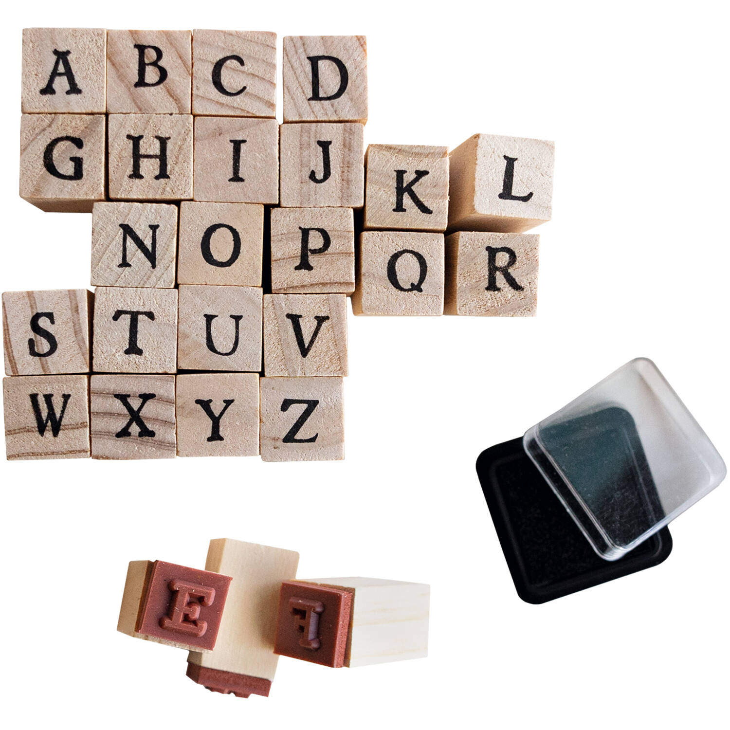Stamp Set Alphabet School Start Wood
