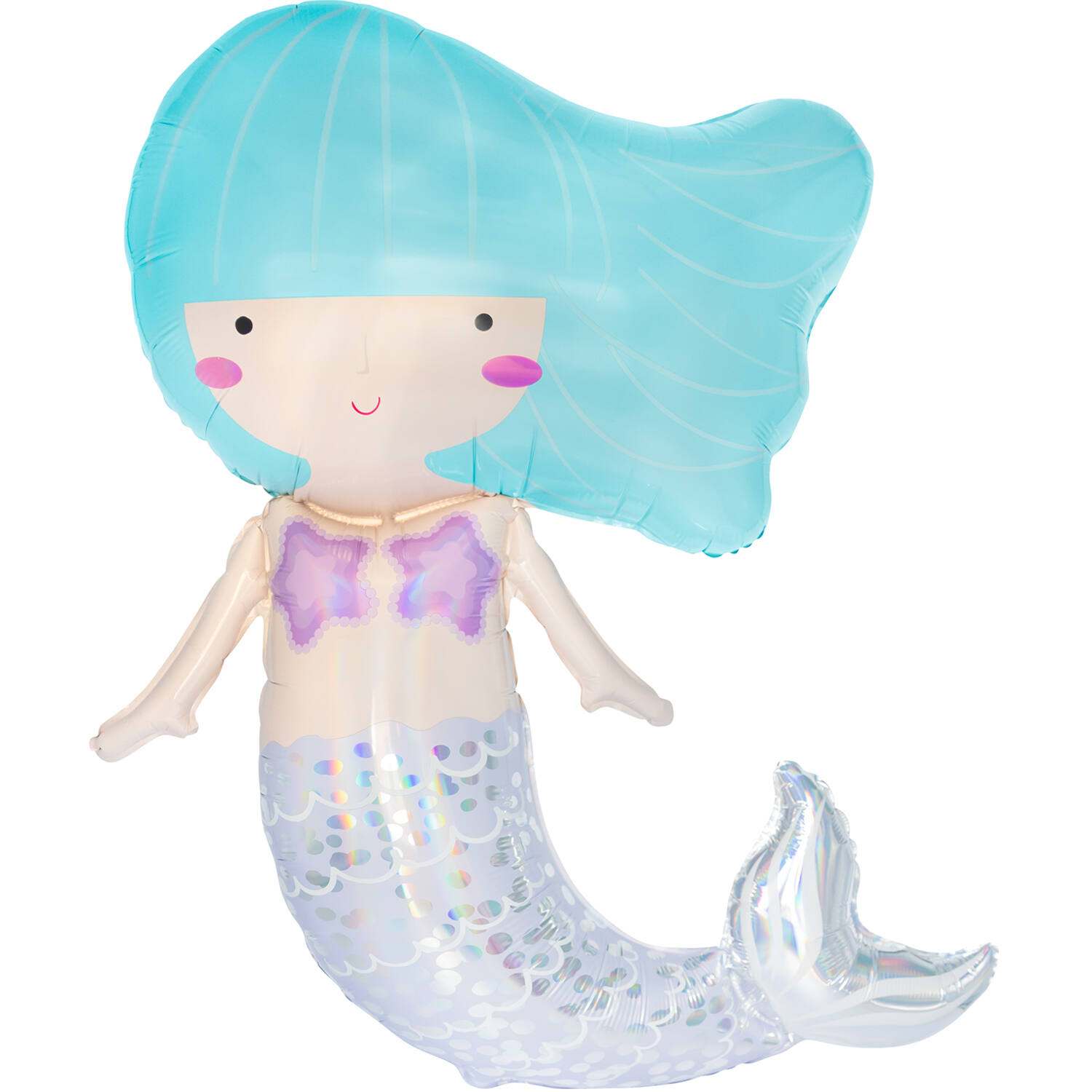 Large Shape Colourful Mermaid Foil Balloon H60 Packaged