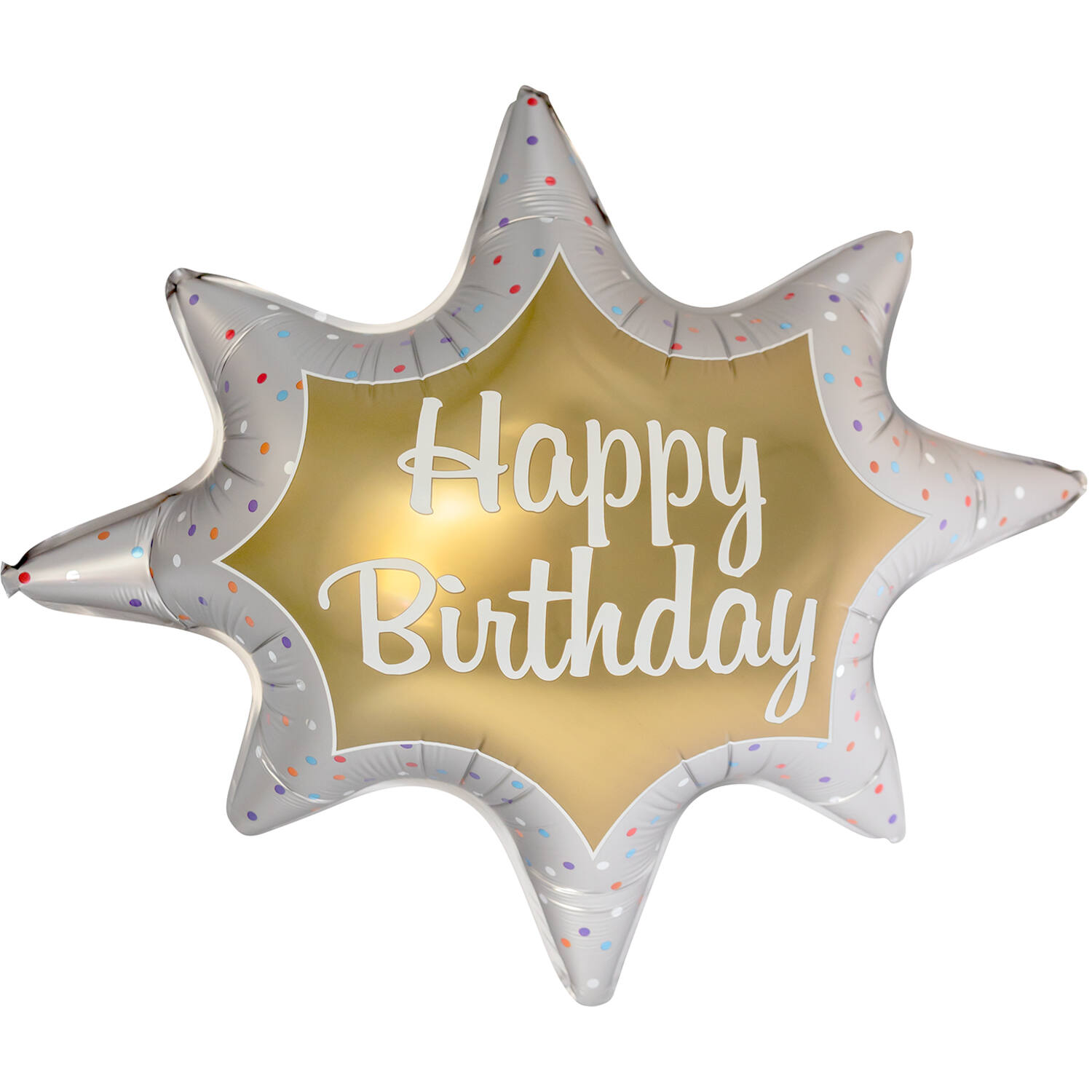 Large Shape Star HBD Gold Burst Foil Balloon H60 Packaged