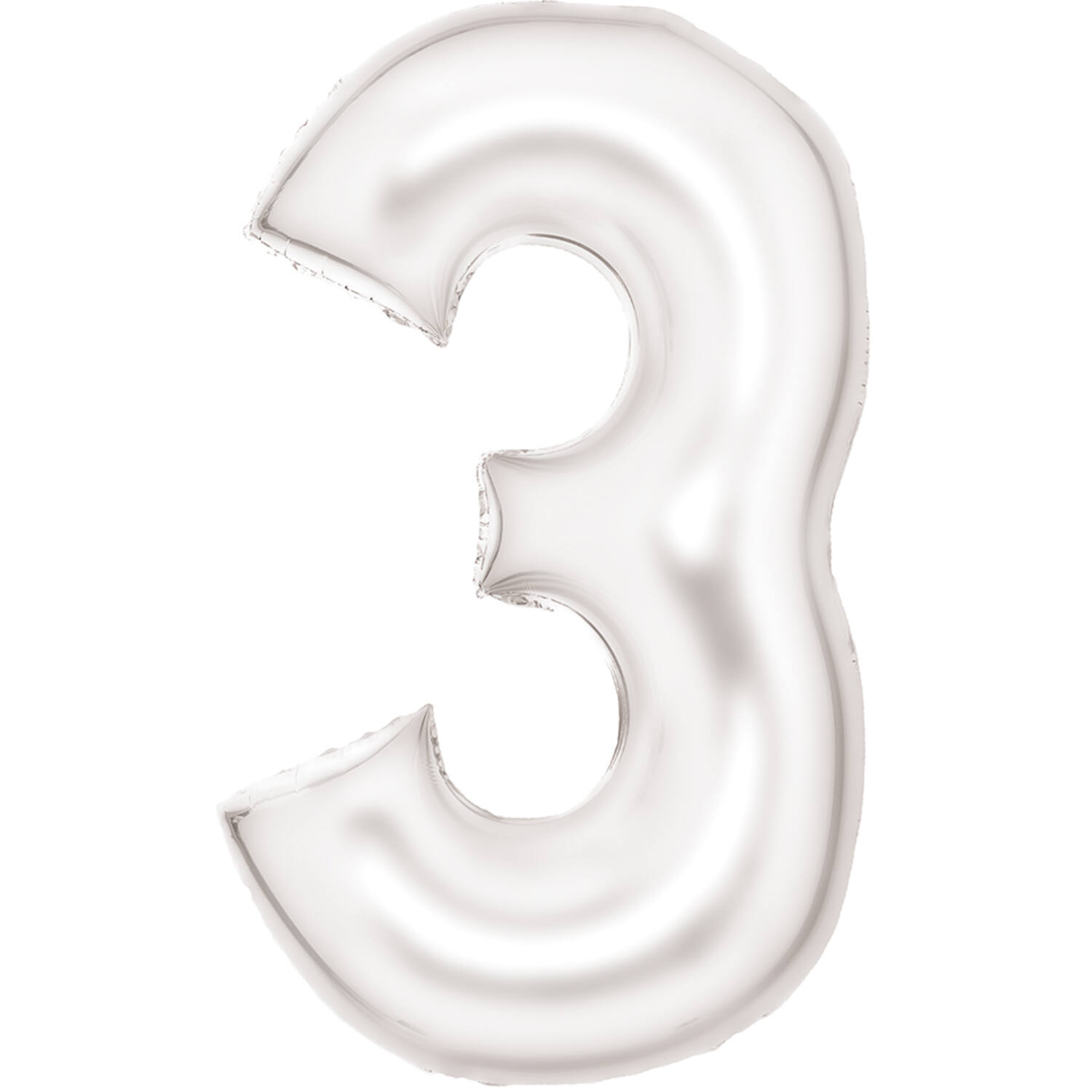 Large Number Silk Lustre 3 White Foil Balloon N34 Packaged 87 cm x 52 cm