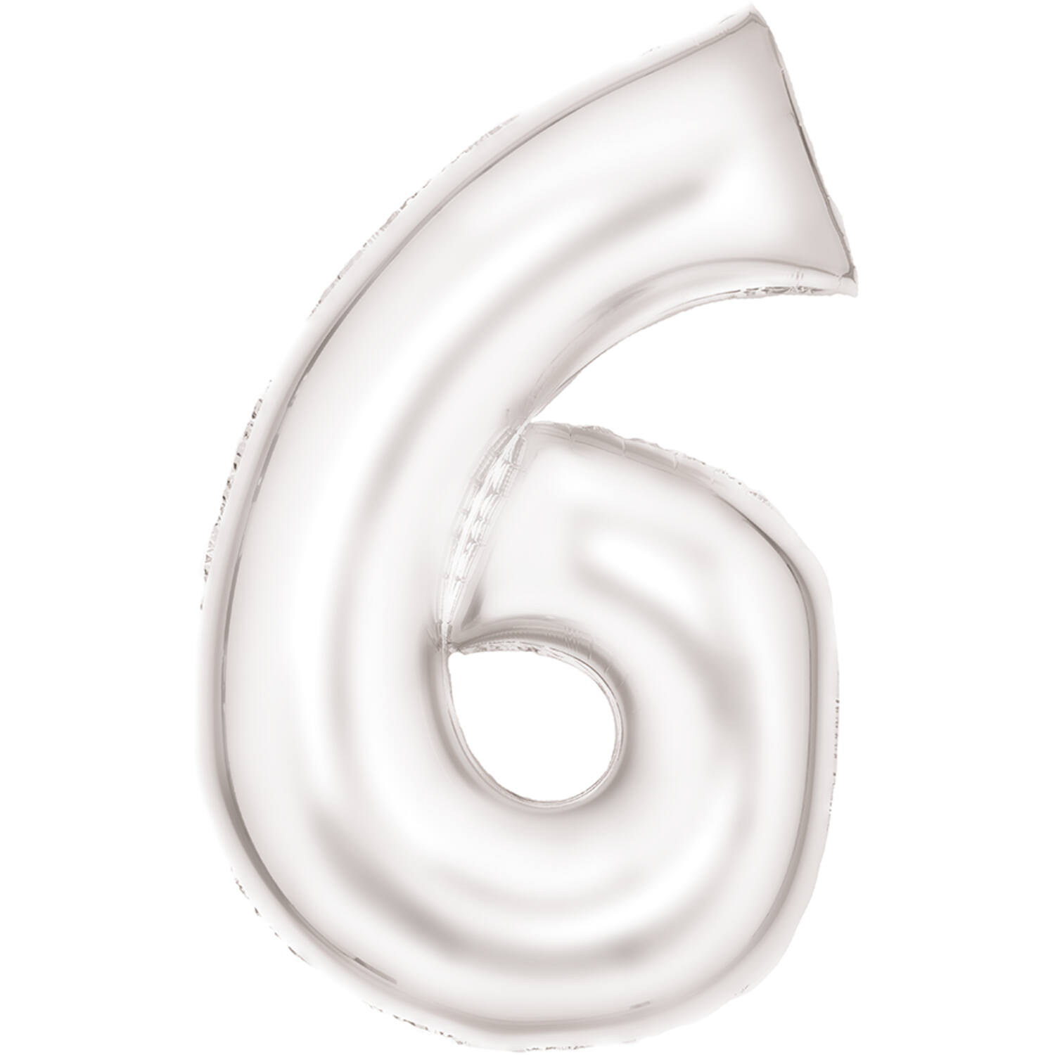 Large Number Silk Lustre 6 White Foil Balloon N34 Packaged 92 cm x 55 cm