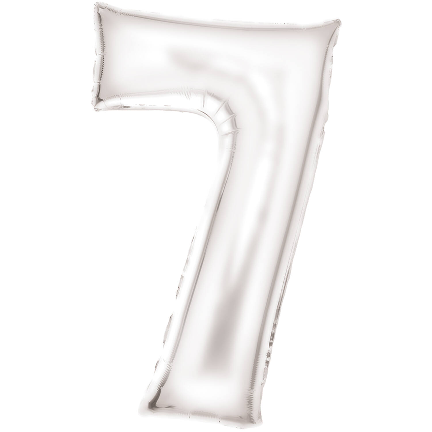 Large Number Silk Lustre 7 White Foil Balloon N34 Packaged 88 cm x 53 cm