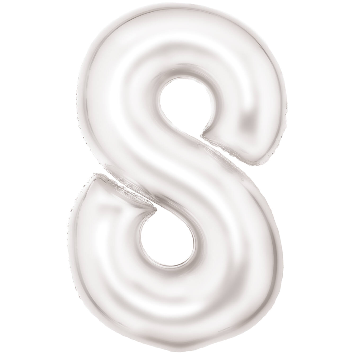 Large Number Silk Lustre 8 White Foil Balloon N34 Packaged 86 cm x 54 cm