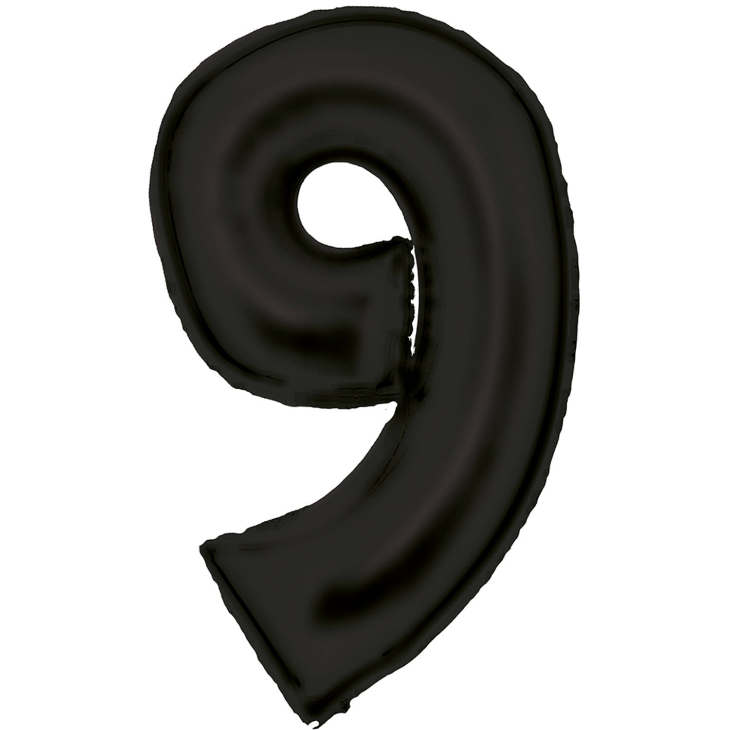 Large Number Silk Lustre 9 Black Foil Balloon N34 Packaged 91 cm x 57 cm
