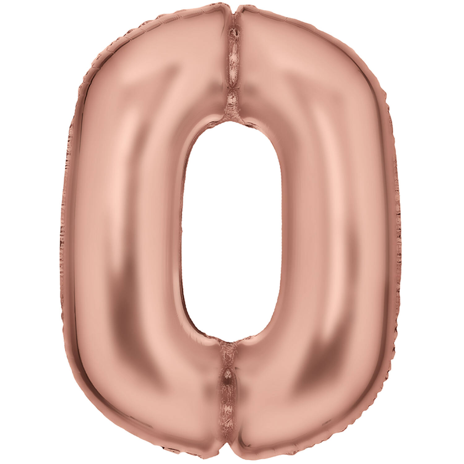 Large Number Silk Lustre 0 Rose Gold Foil Balloon N34 Packaged 90 cm x 64 cm