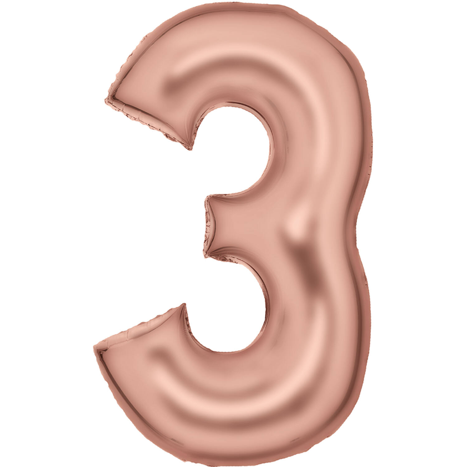 Large Number Silk Lustre 3 Rose Gold Foil Balloon N34 Packaged 87 cm x 52 cm