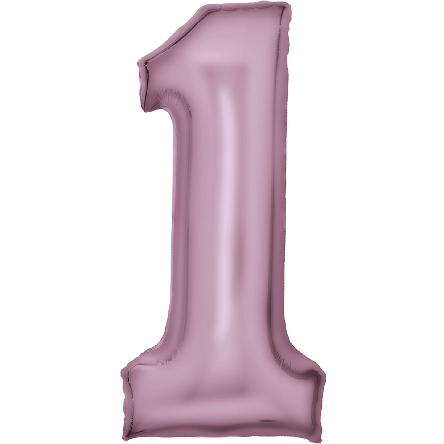 Large Number Silk Lustre 1 Pastel Pink Foil Balloon N34 Packaged 82 cm x 37 cm