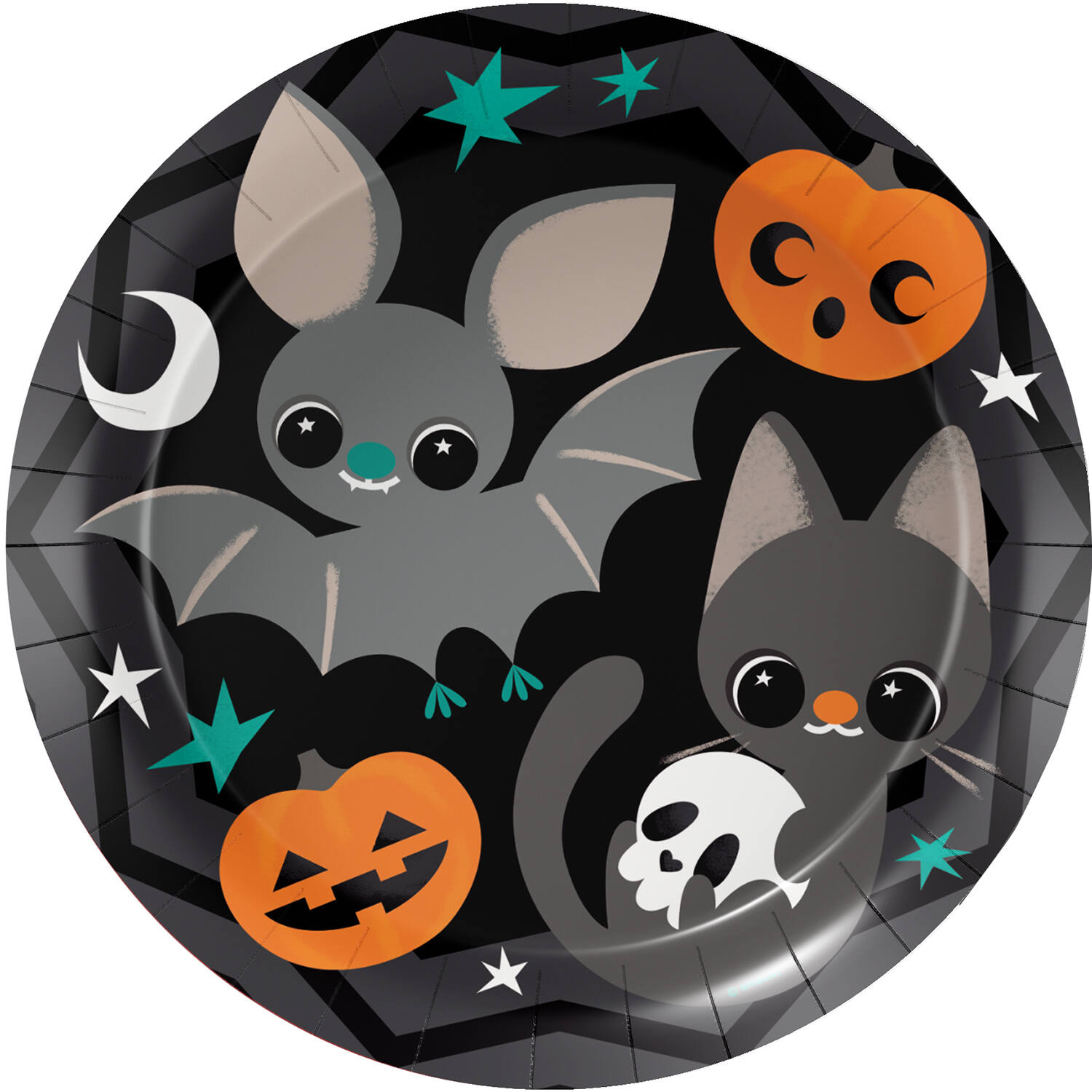 8 Plates Cats & Bats Round Paper 23 cm
