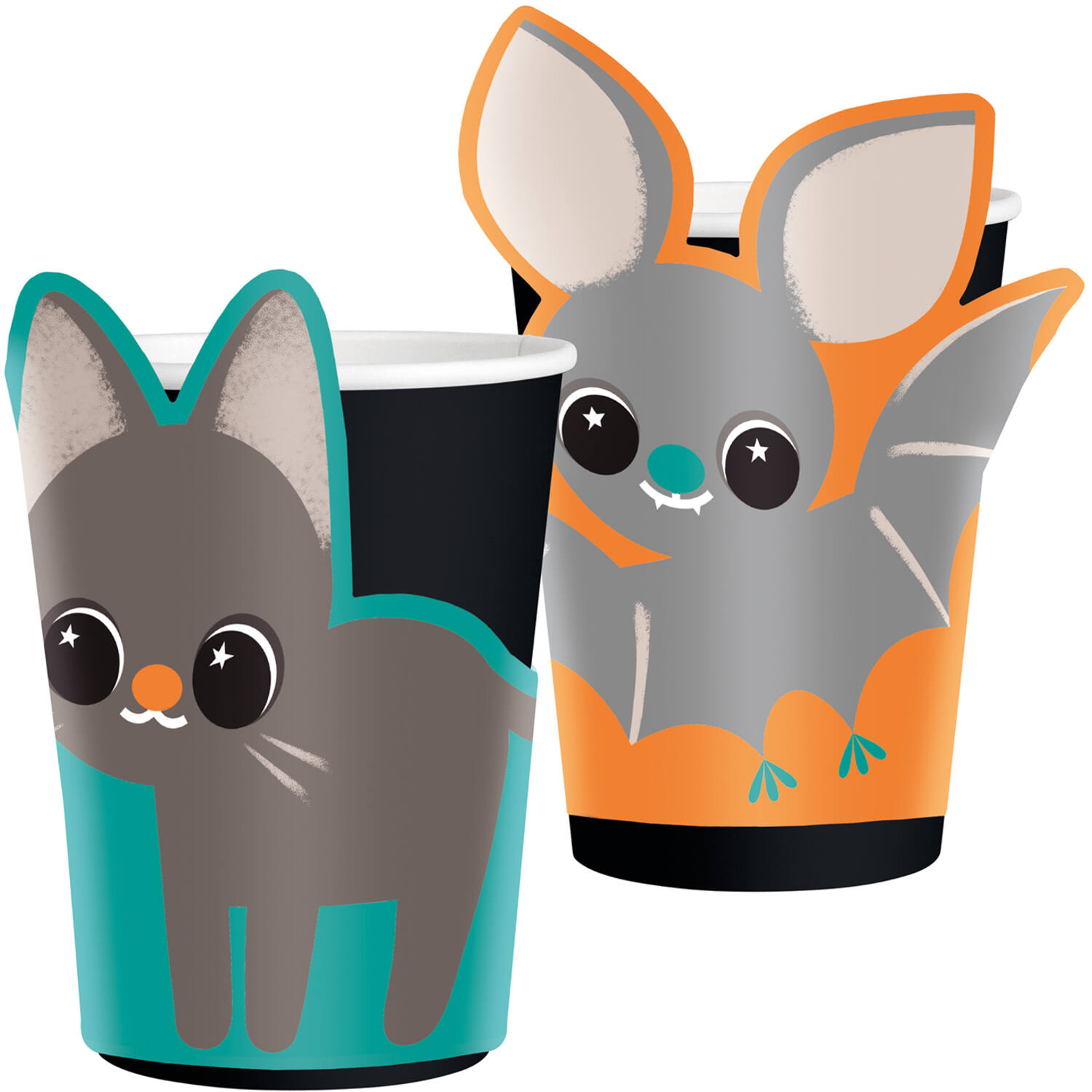 8 Cups with Banderoles Cats & Bats Paper 250 ml