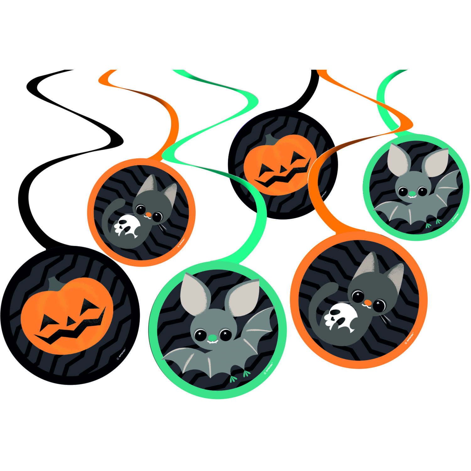 6 Swirl Decorations Cats & Bats Paper 60 cm