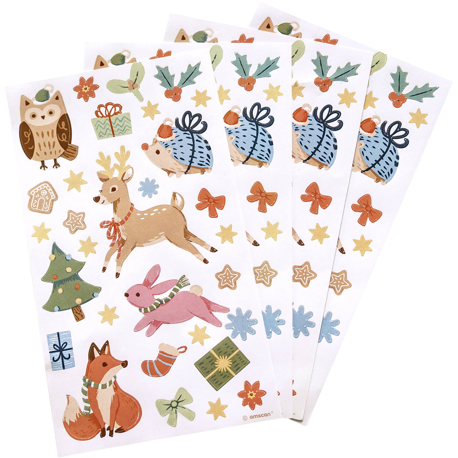 4 Winter Woodland Sticker Sheets 4 x 17,5 cm x 10 cm