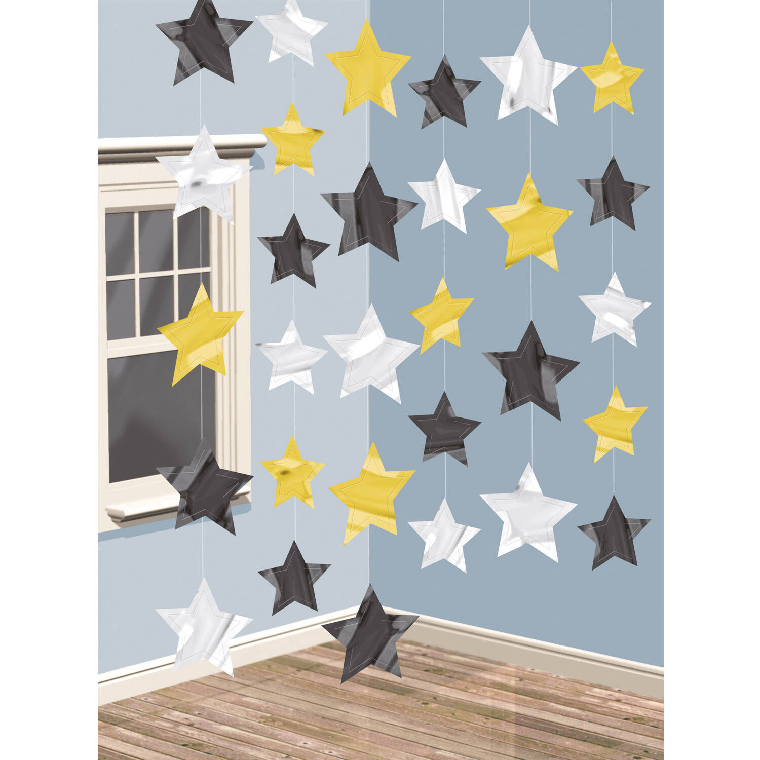 6 String Decorations Hollywood Stars Foil 213 cm