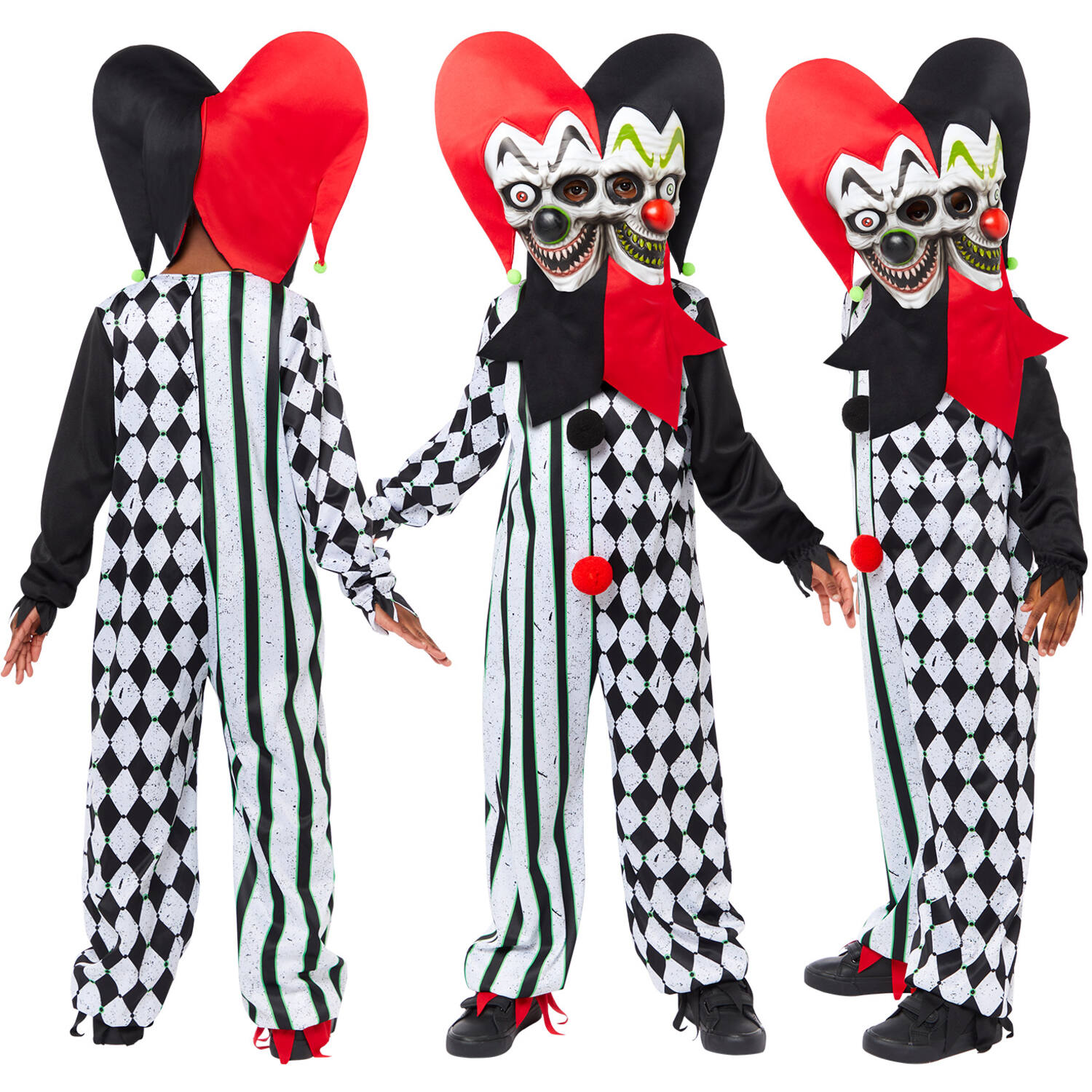 Child Costume Double Headed Jester Clown Age 4-6 Years