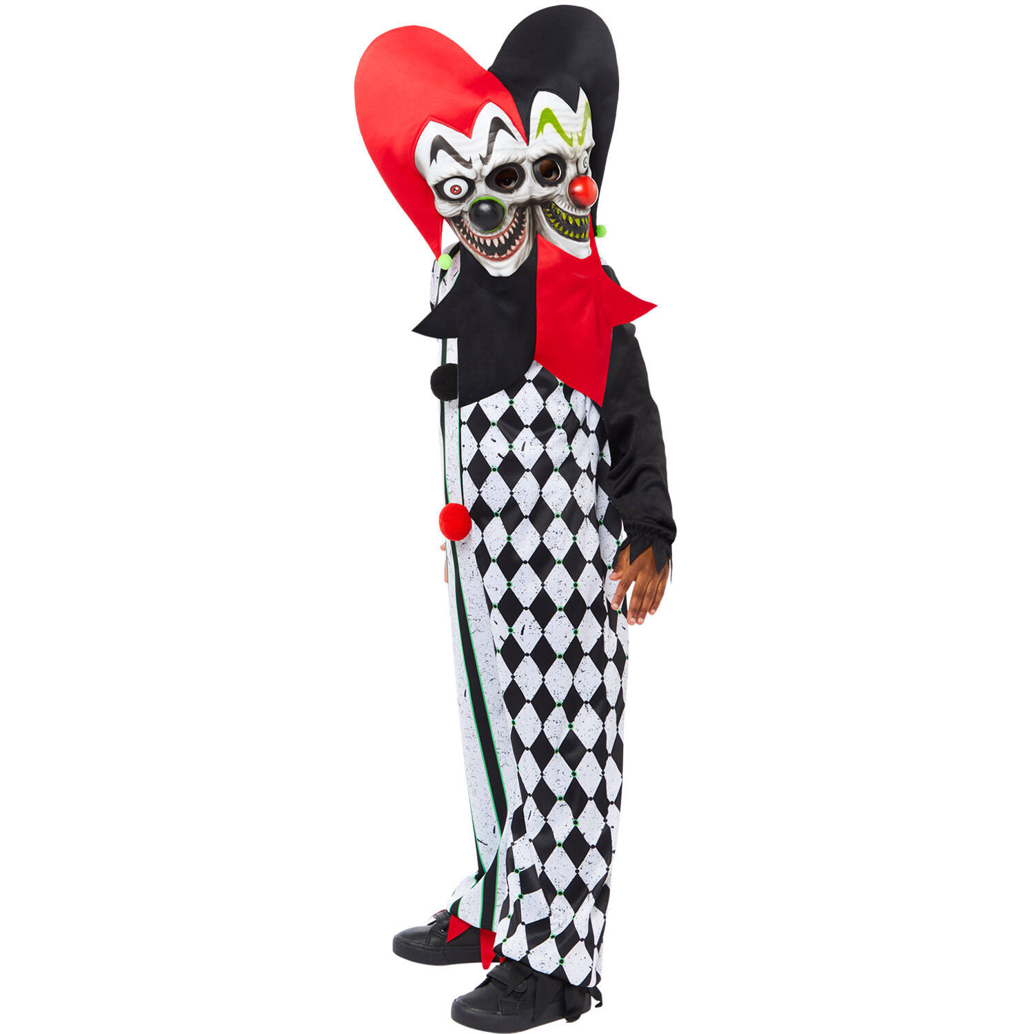 Child Costume Double Headed Jester Clown Age 6-8 Years