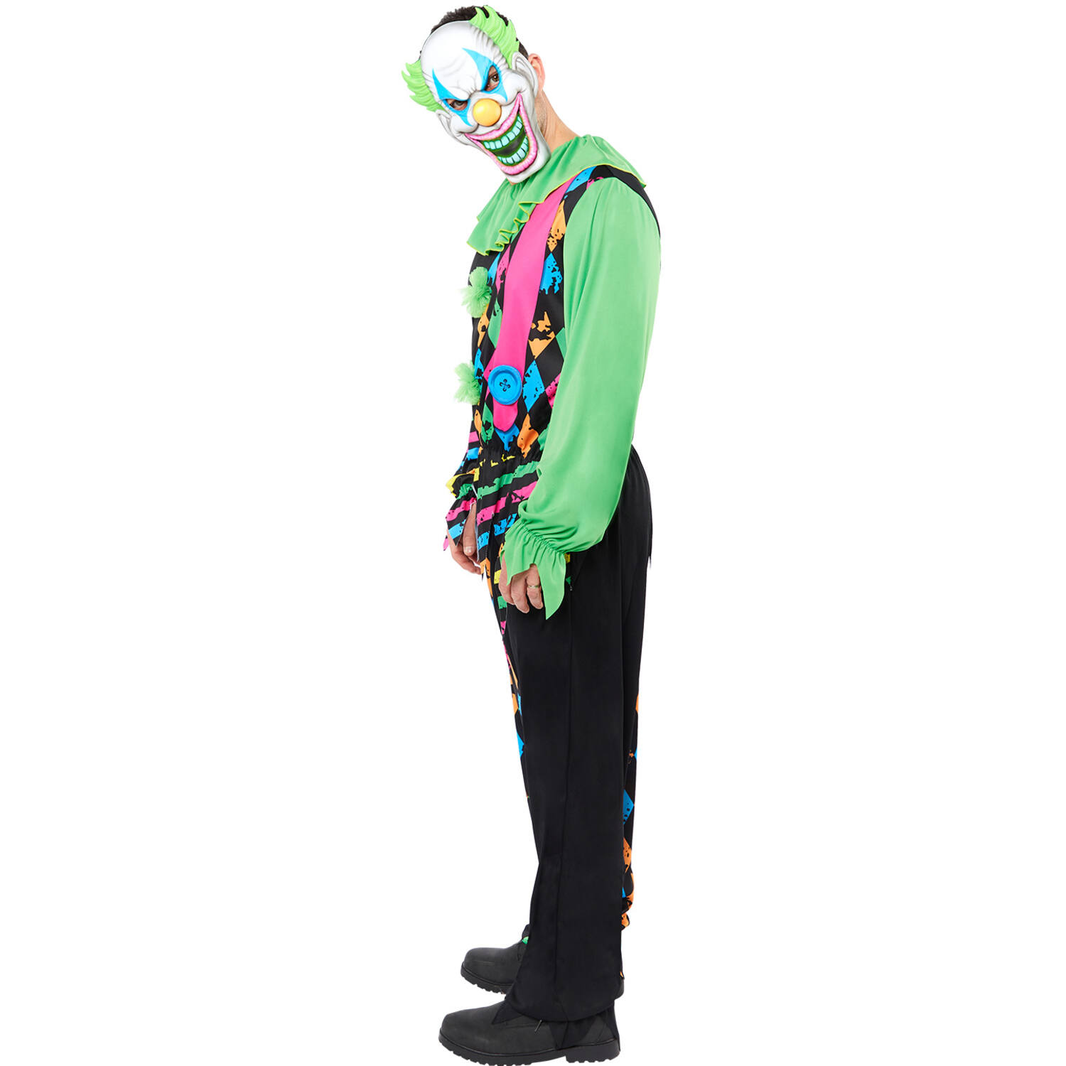 Adult Costume Funhouse Neon Clown Men Size M